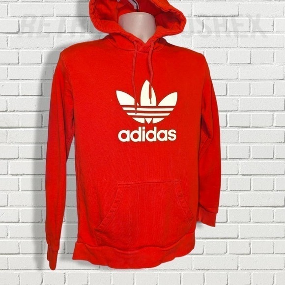 Adidas Originals Trefoil Hoodie in Red and White Small - Picture 3 of 6